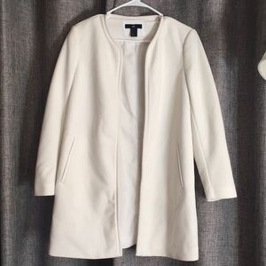 H & M White Long Jacket/Blazer